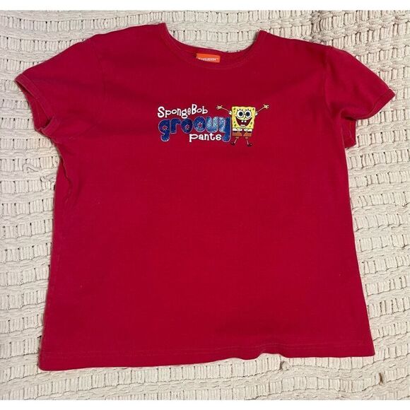 Vintage Nickelodeon Red Sponge Bob shirt sz Youth XL SpongeBob Groovy Pants - Picture 2 of 6